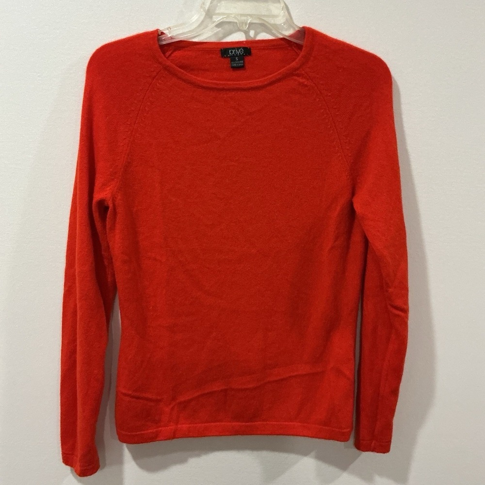 Prive Womens Orange Cashmere Pullover Sweater Size Small Long Sleeve Old Money
